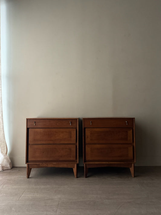 Walnut nightstands. Sold as a pair.