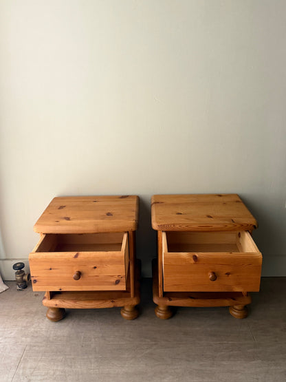 Pair of Scandinavian pine nightstands