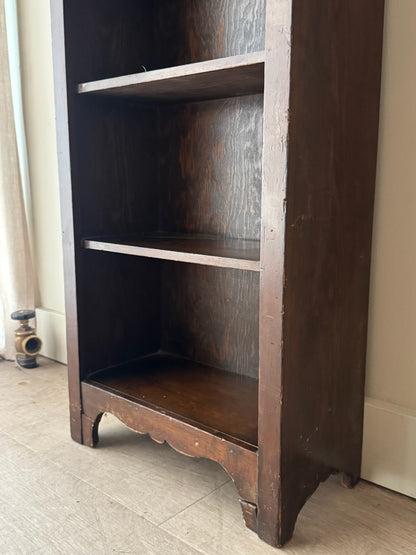 Narrow stained pine shelf