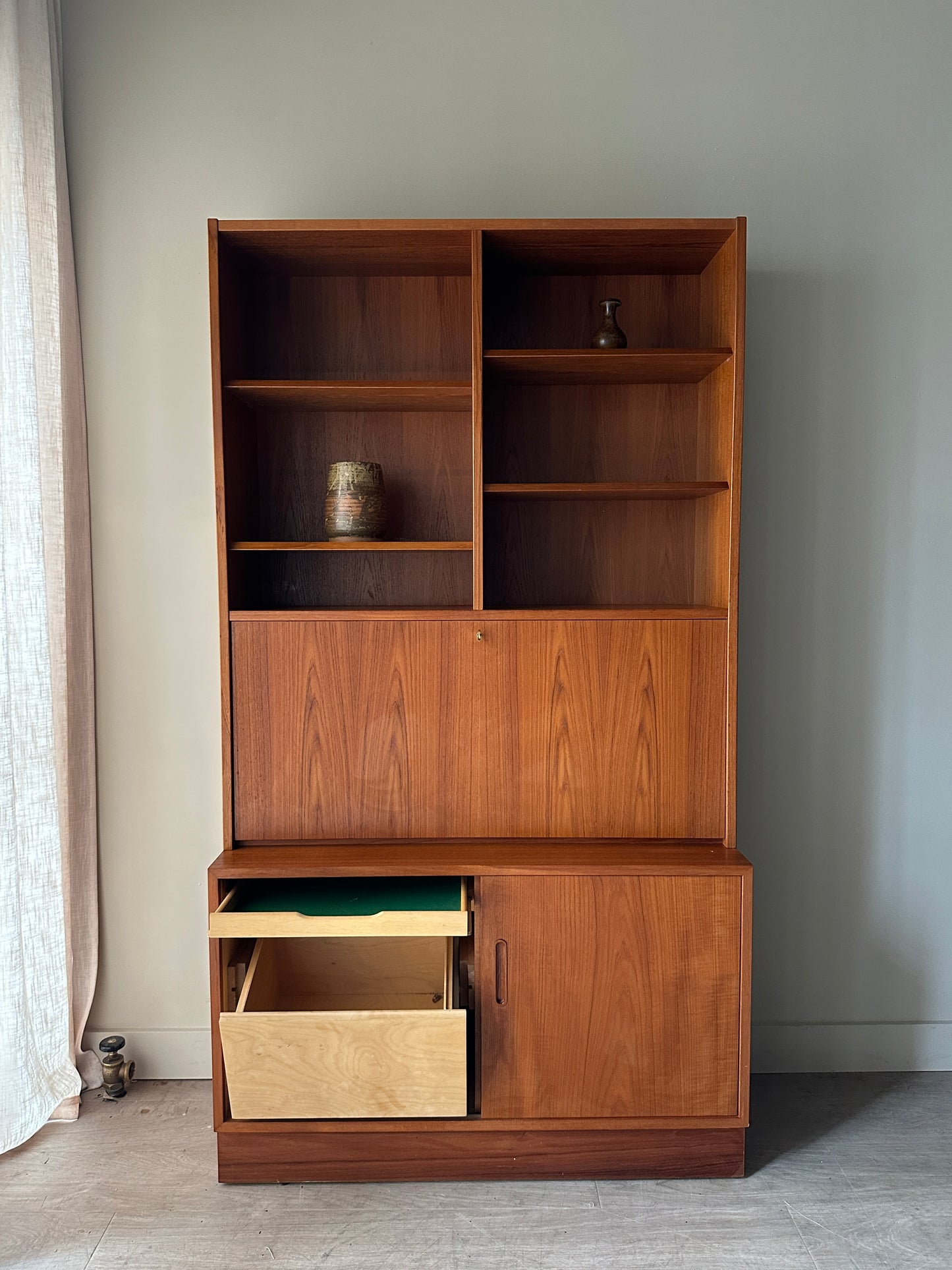 Two piece Danish teak hutch
