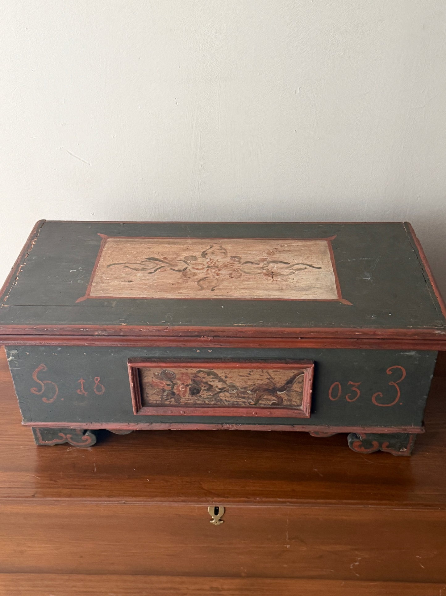 Scandinavian painted pine chest