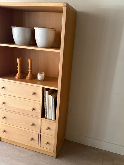 Danish oak bookcase with drawers
