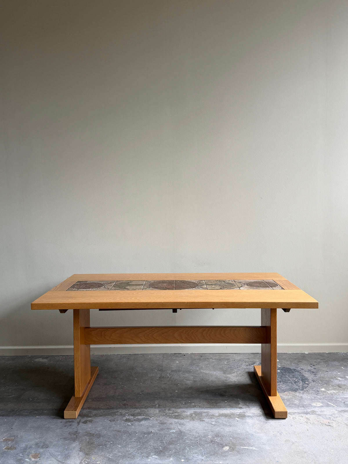 Poul Hermann Poulsen for Gangso Mobler Danish oak & tile dining table with extensions