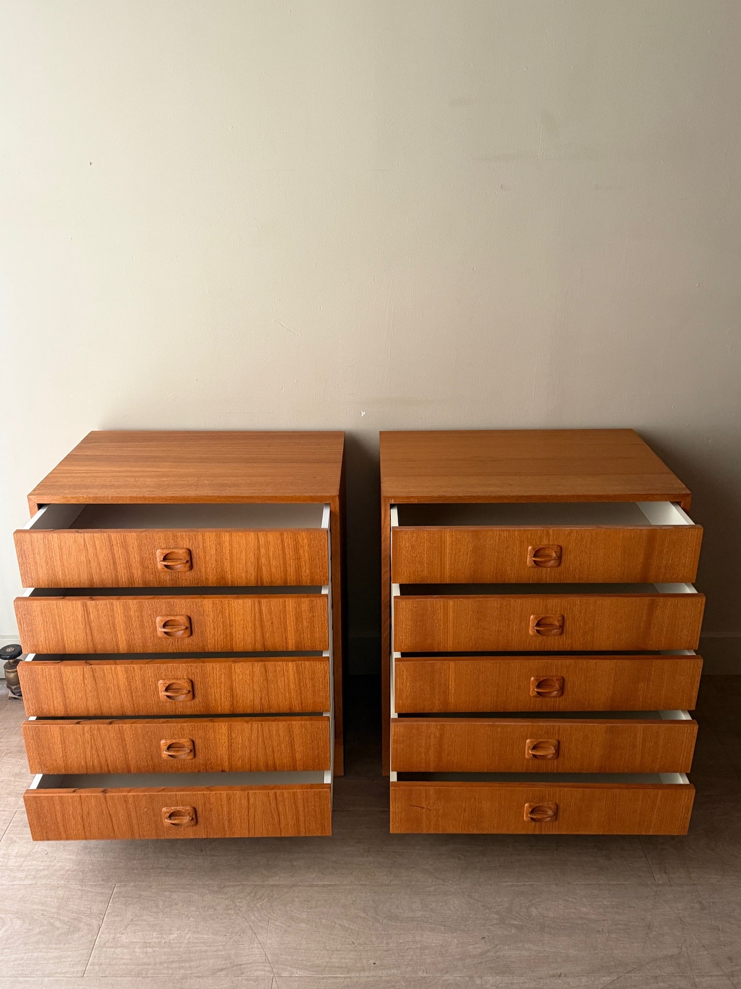 Small Danish teak dressers. Sold individually.