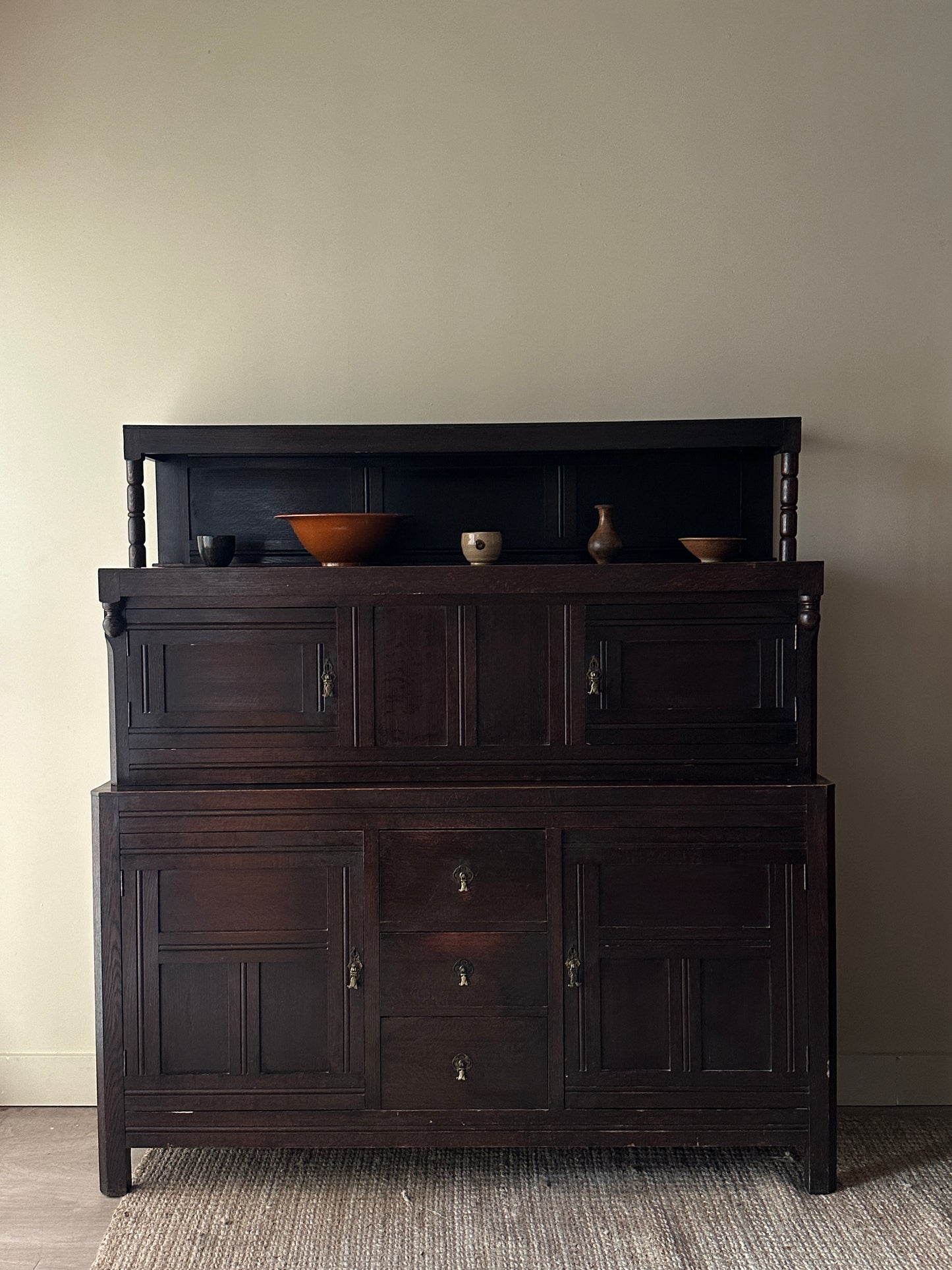 Dark pine hutch