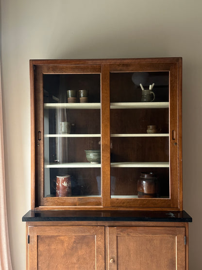 Glass sliding door hutch