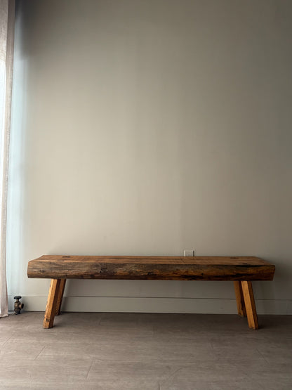 Rustic slab bench