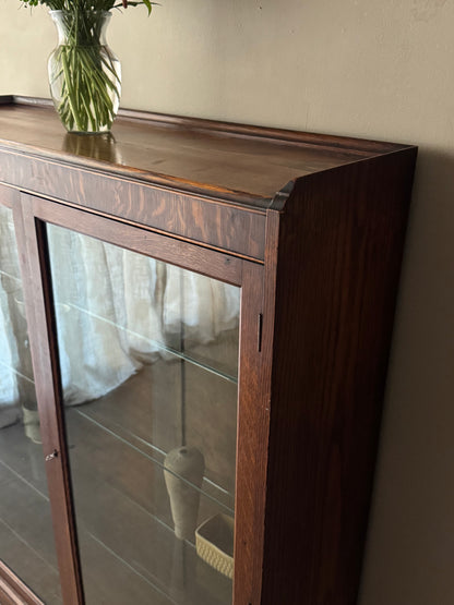Golden oak display cabinet
