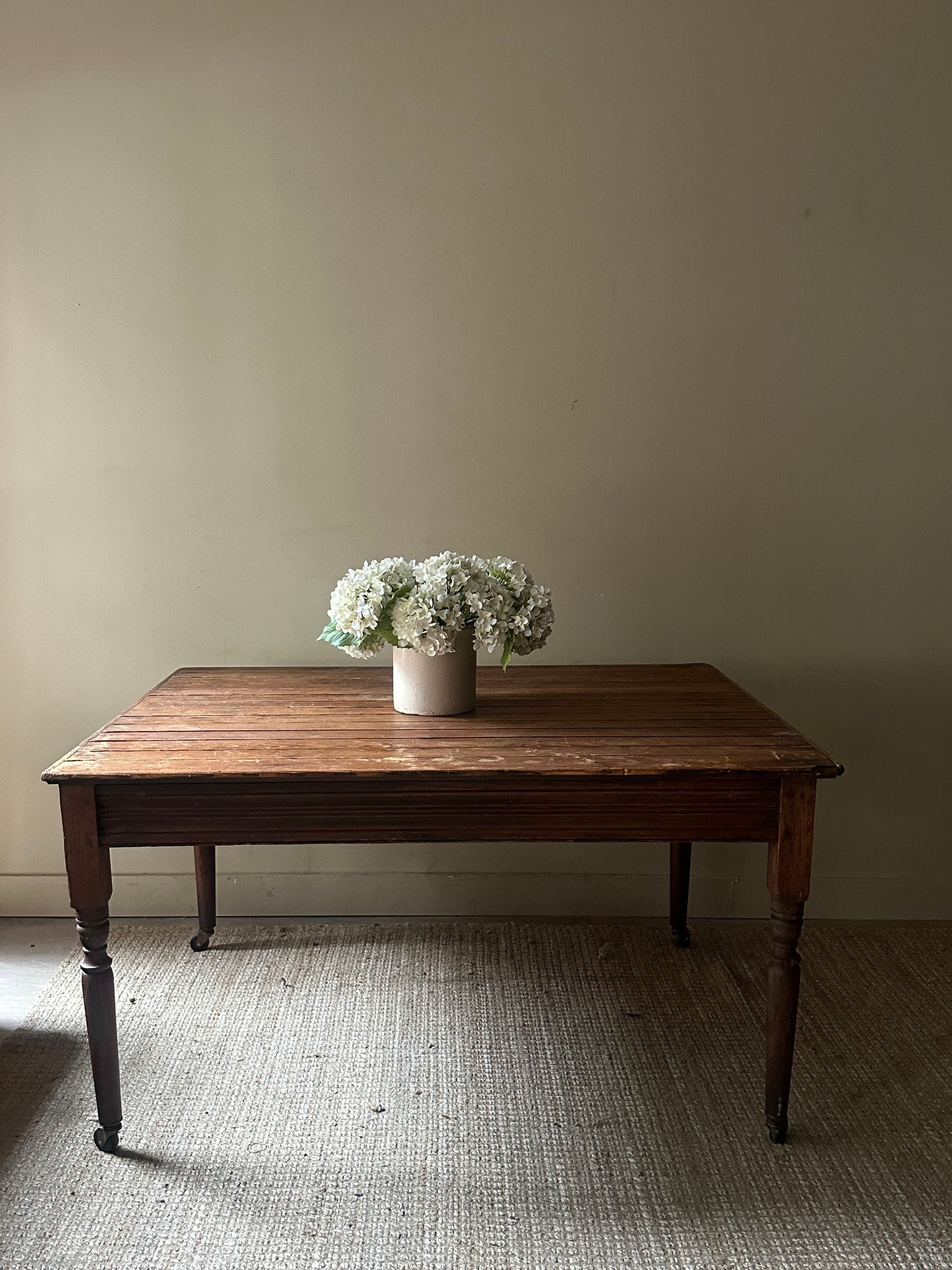 Pine slatted dining table