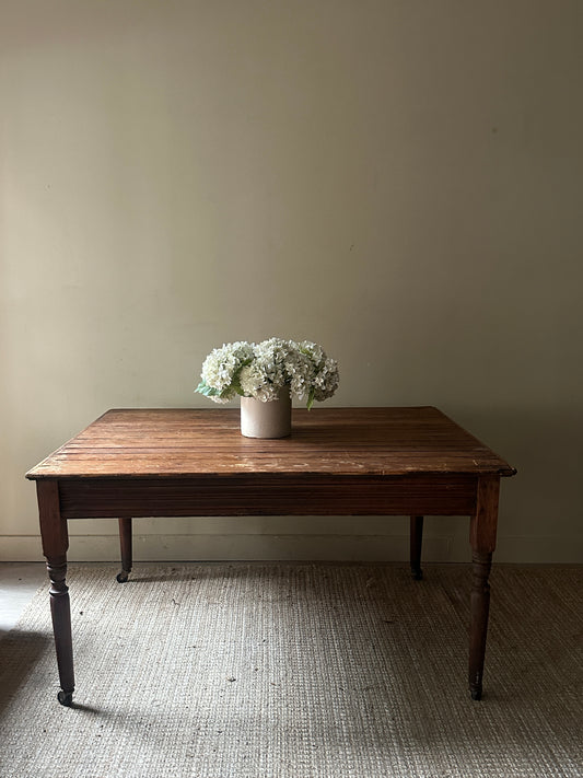 Pine slatted dining table