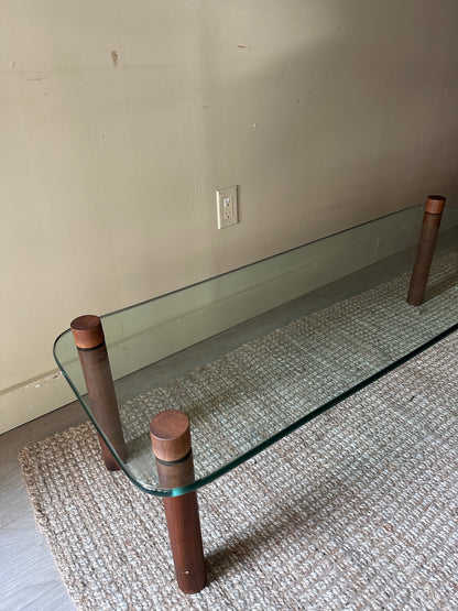 Walnut and glass dining table