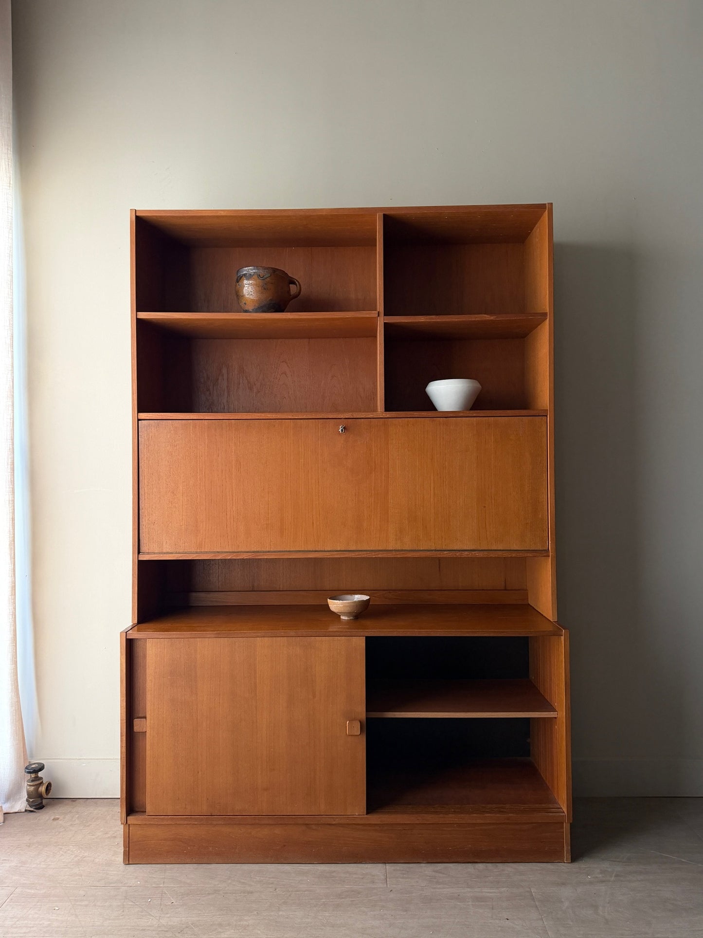 Danish teak two piece hutch