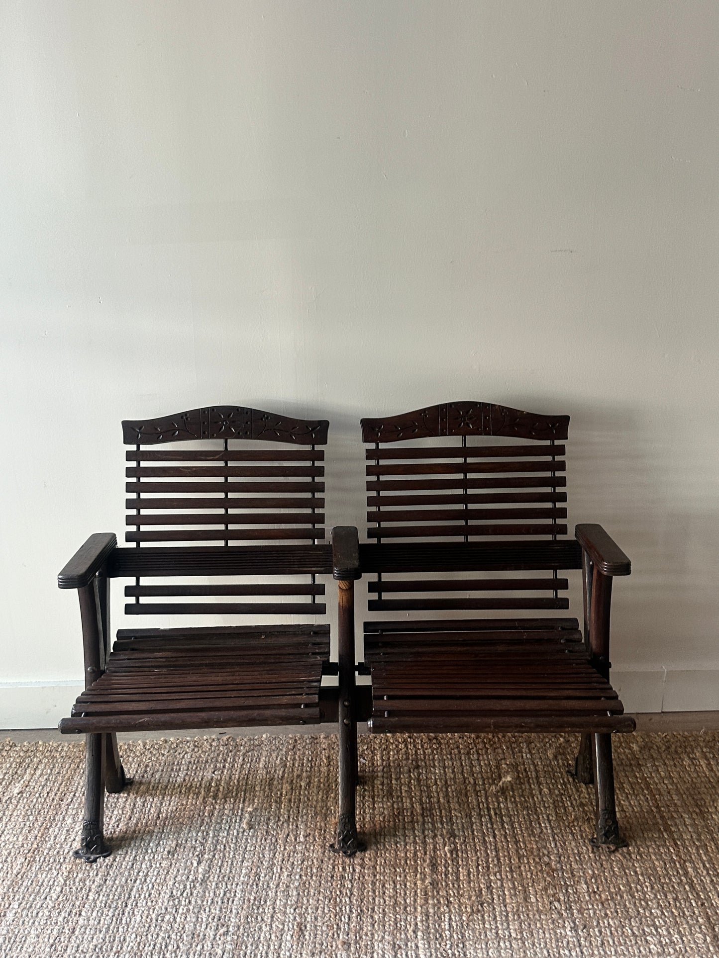 Victorian two seater folding bench