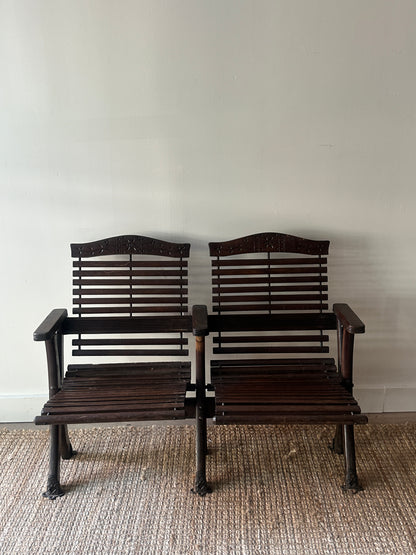 Victorian two seater folding bench