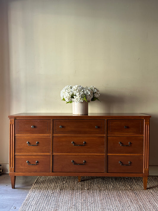 Walnut credenza with 9 drawer