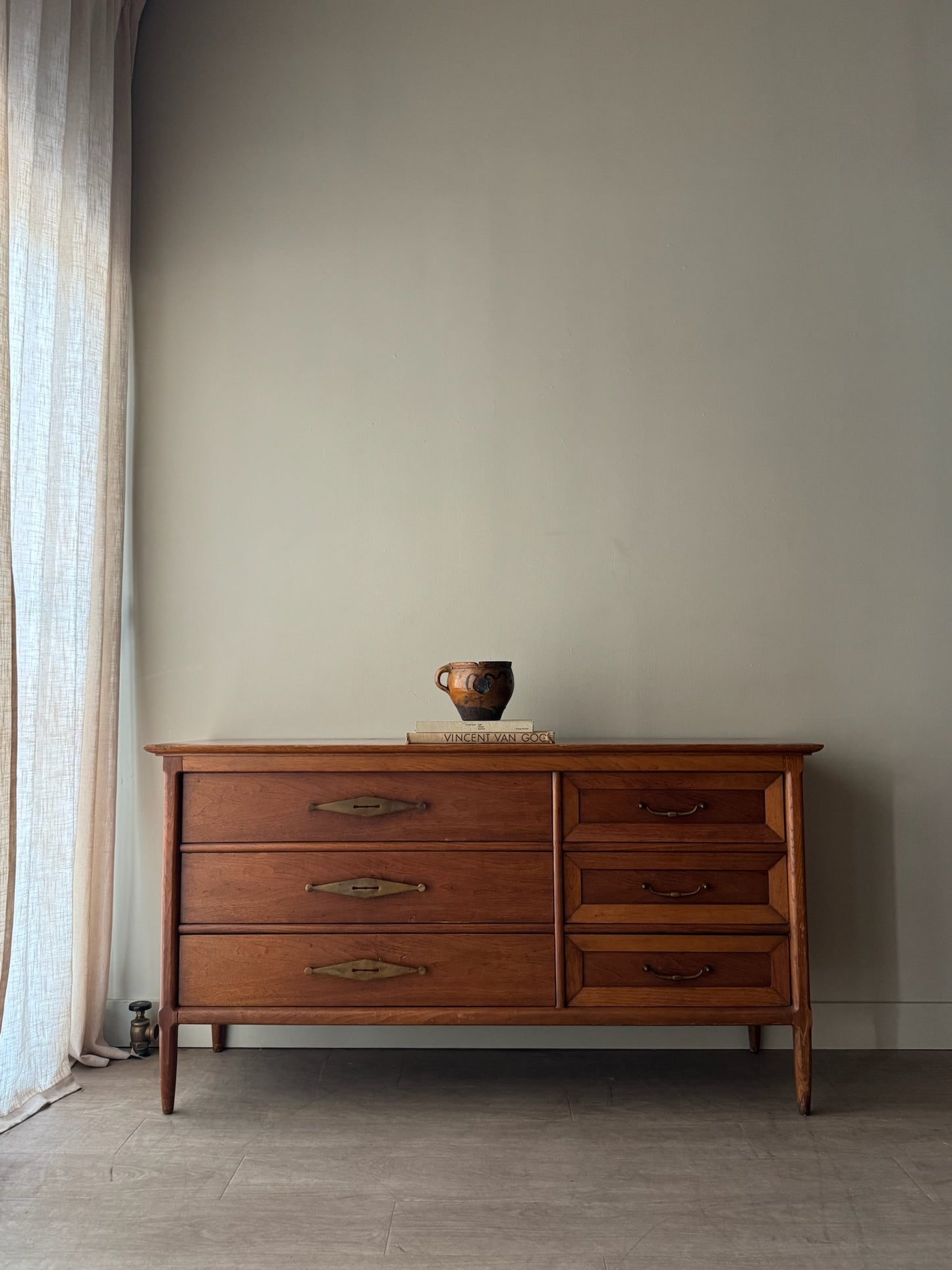 Walnut 6 drawer dresser
