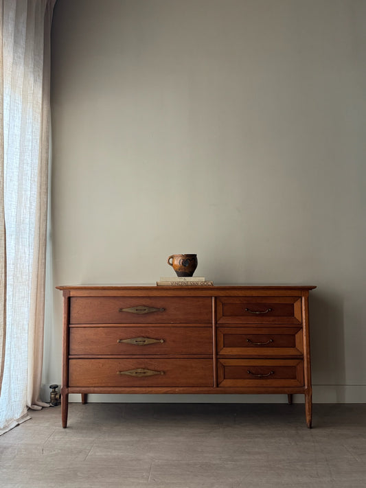 Walnut 6 drawer dresser