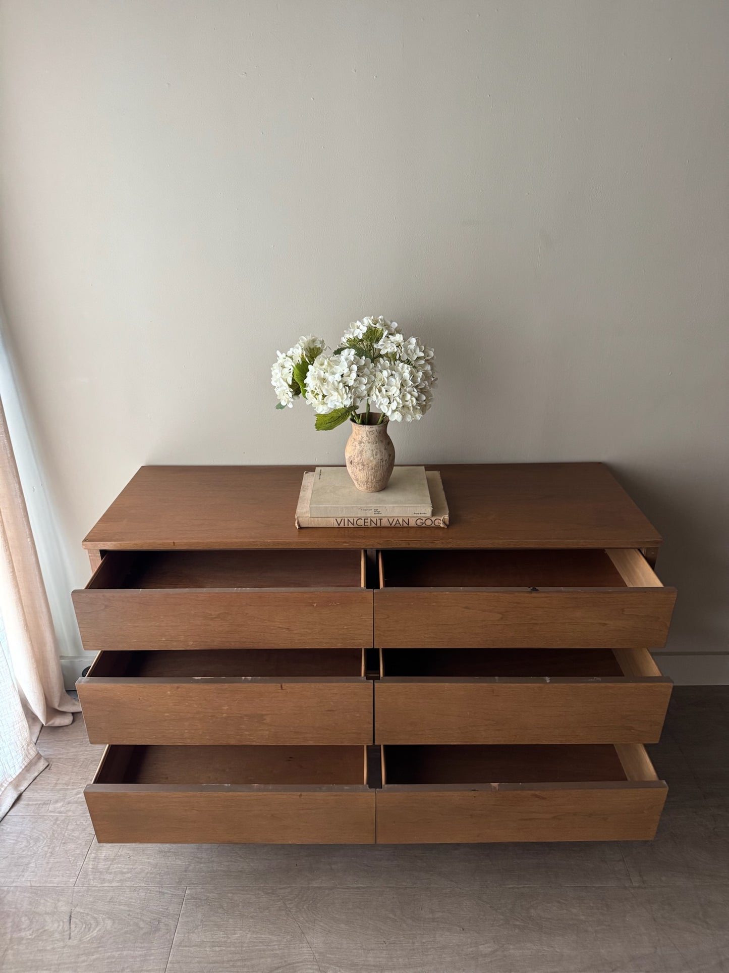 Walnut 6 drawer dresser