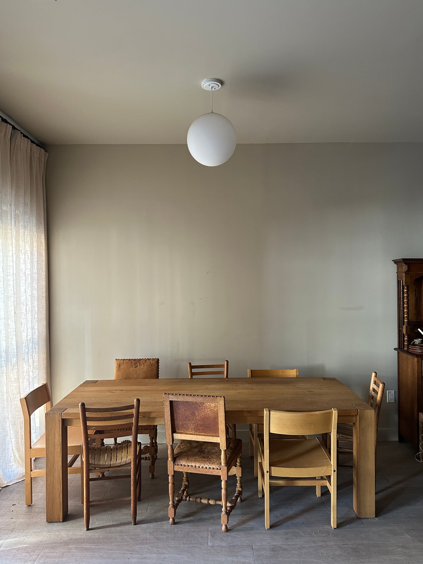 Solid scrubbed pine dining table