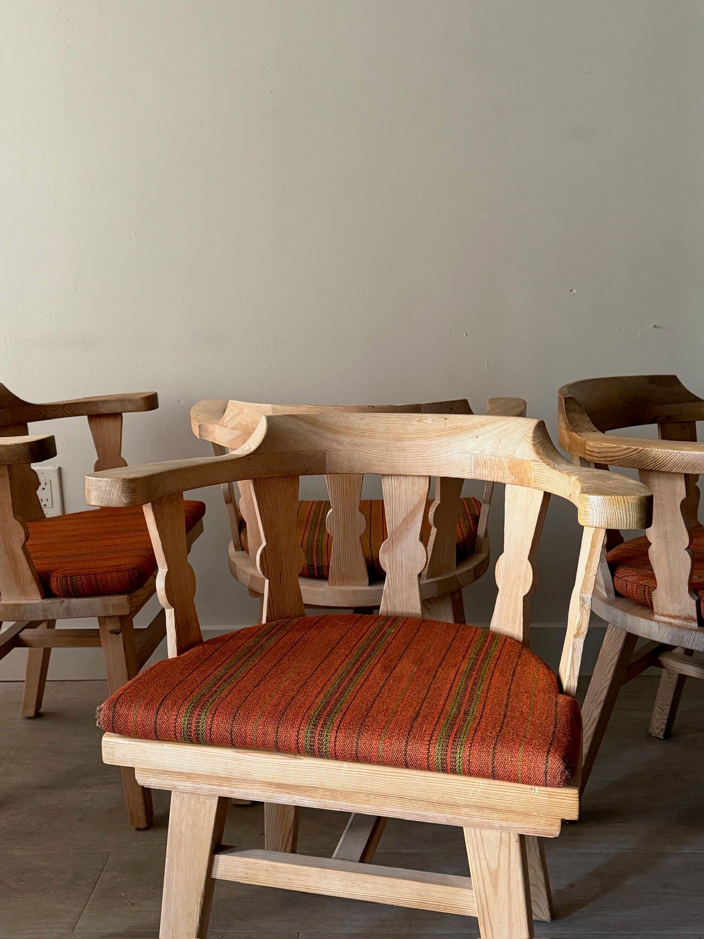 Krogenaes Norwegian pine dining chairs. Sold in pairs.
