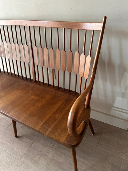 Walnut paddle-back bench