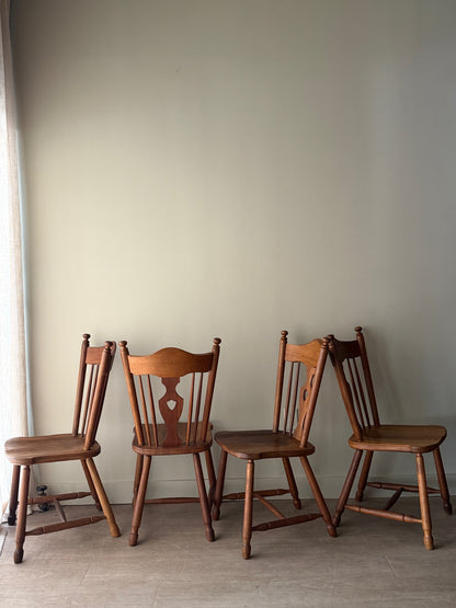 Scandinavian oak dining chairs. Sold as a set of 4.