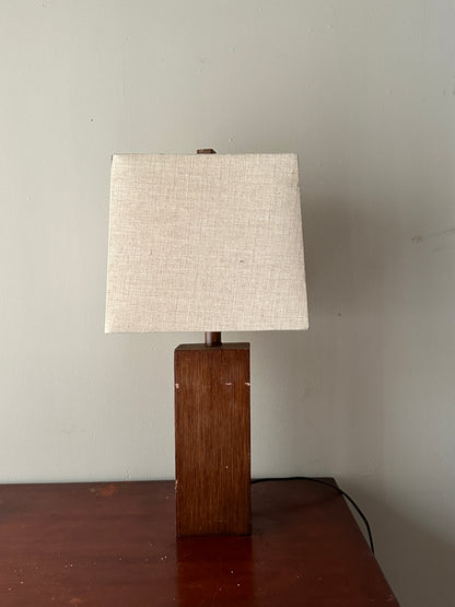 Walnut table lamp with scuffs