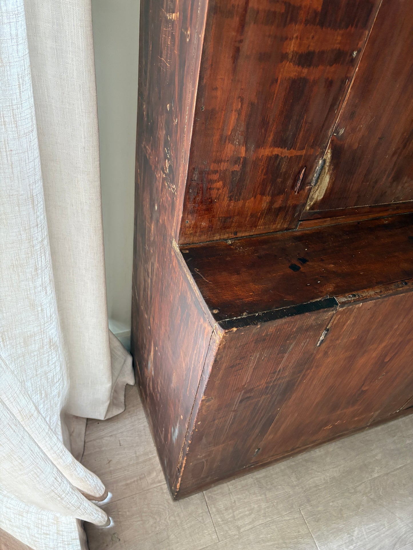 Stained pine stepback hutch