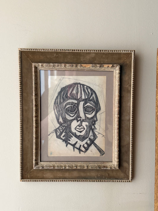 French Cubist male portrait. Signed.