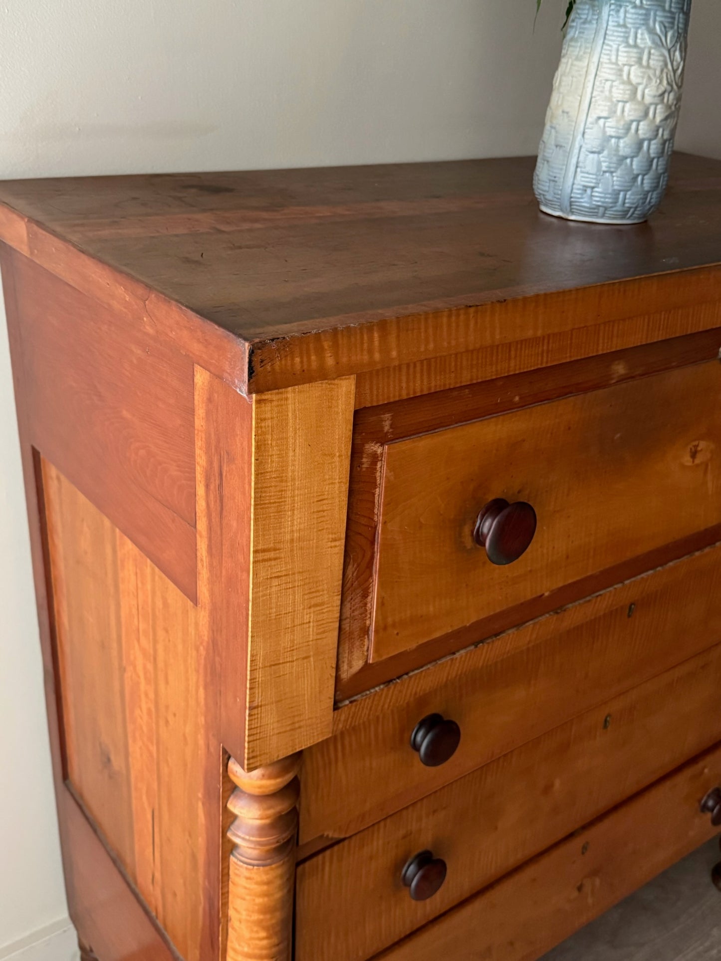Pennsylvania Sheraton tiger maple dresser