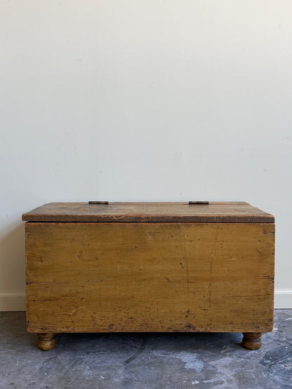 Pennsylvania Sheraton mustard painted small pine chest