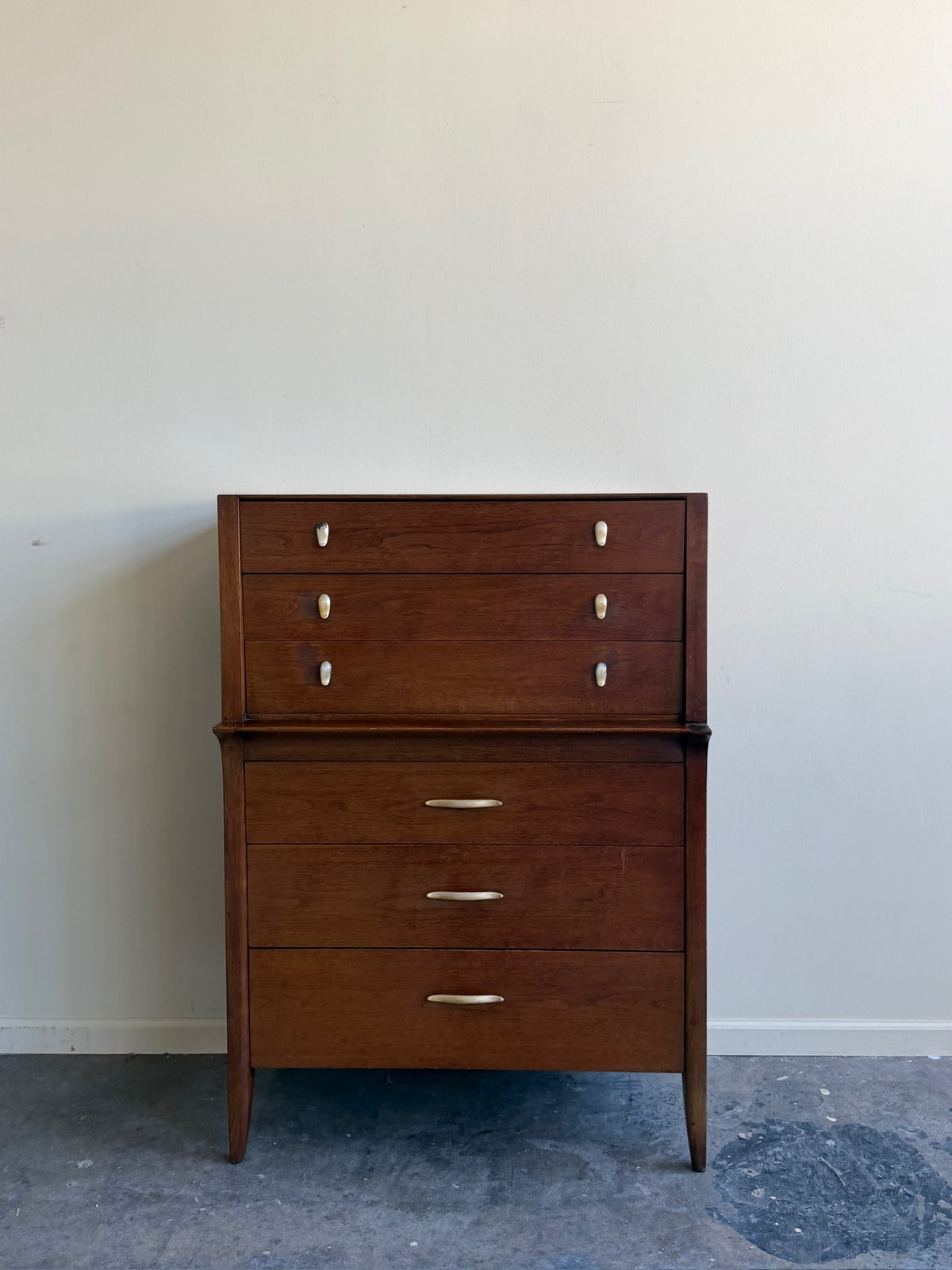 Drexel walnut tallboy dresser