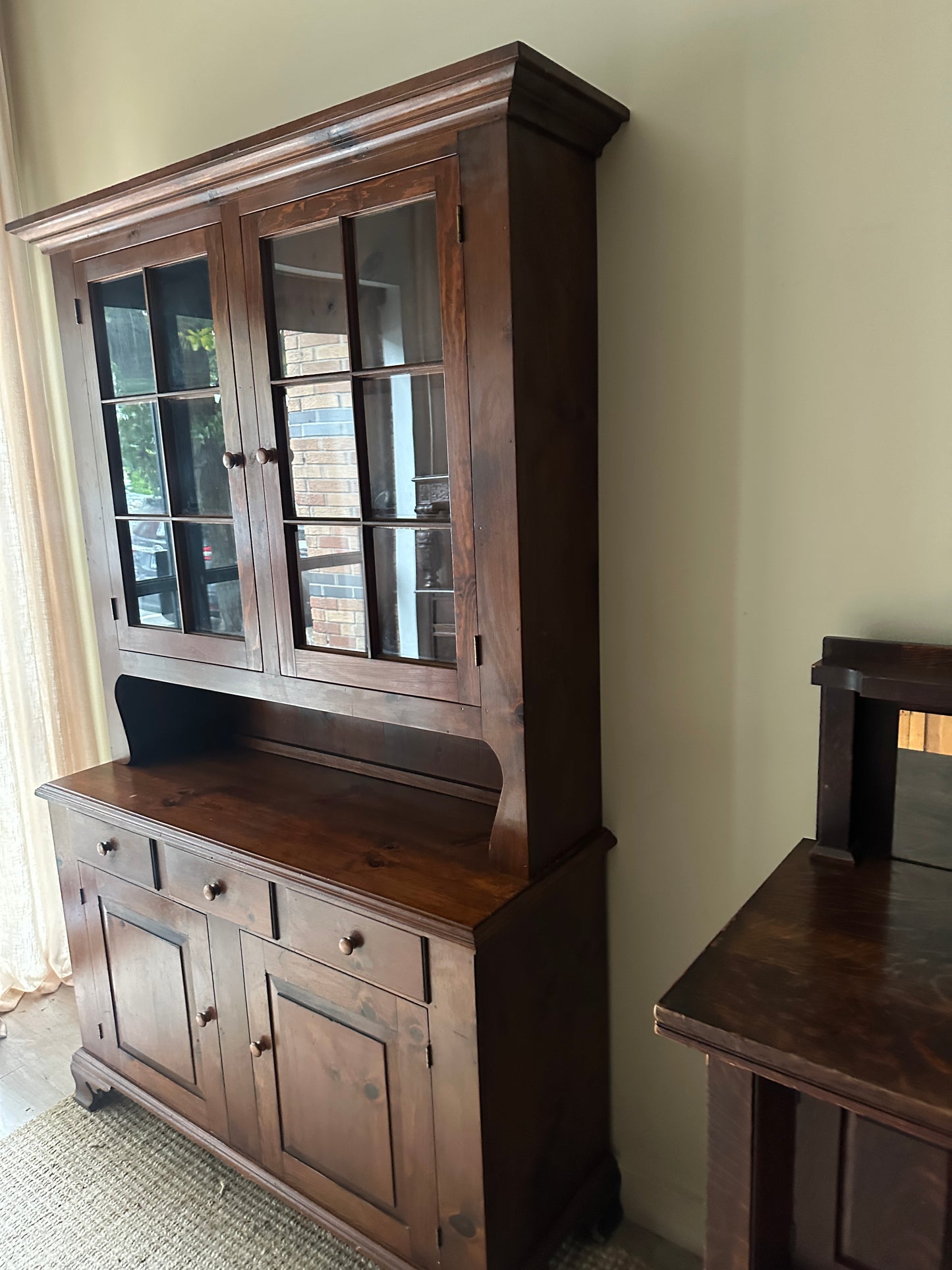 Two Piece Pine Hutch
