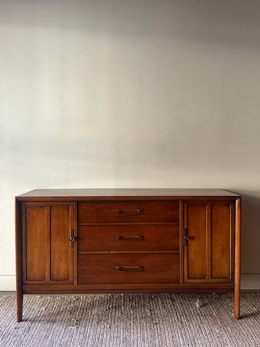 Walnut, brass knob credenza