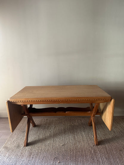 Danish oak dining table with removable leaves by Henning Kjaernulf