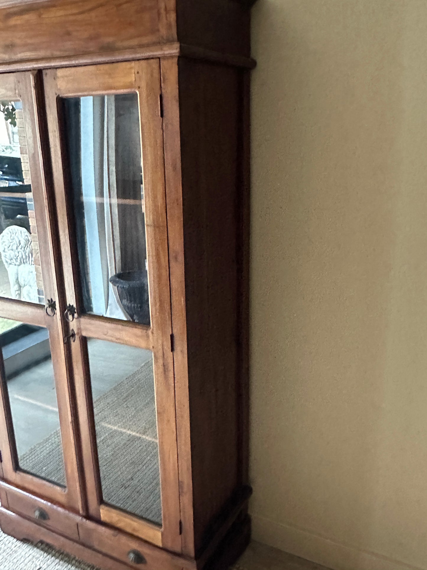 Pine and glass cupboard