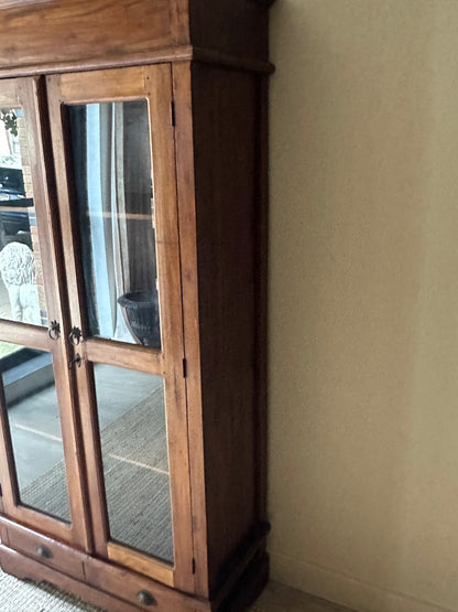 Pine and glass cupboard