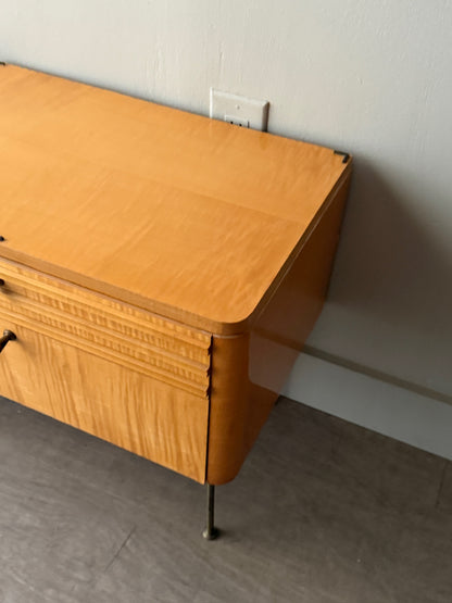 Figured maple nightstands. Sold as a pair.