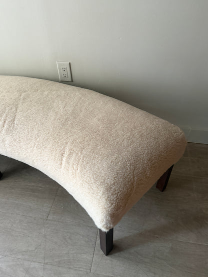 Danish lambswool & beech curved bench