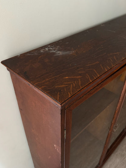Golden oak display cabinet