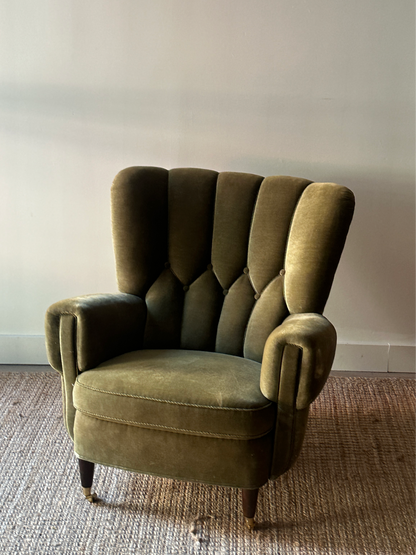 Mohair wingback armchair