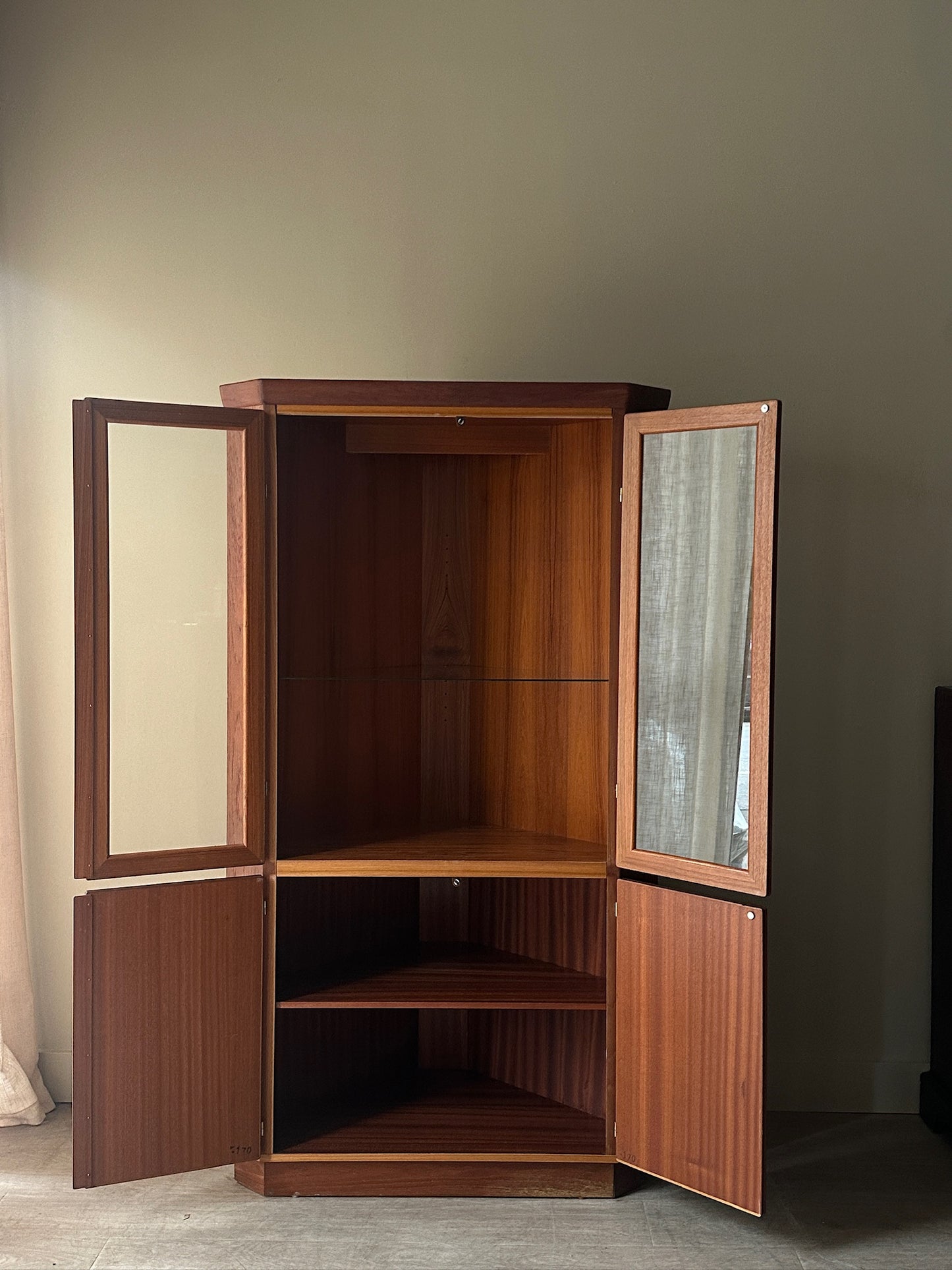 Teak corner cabinet
