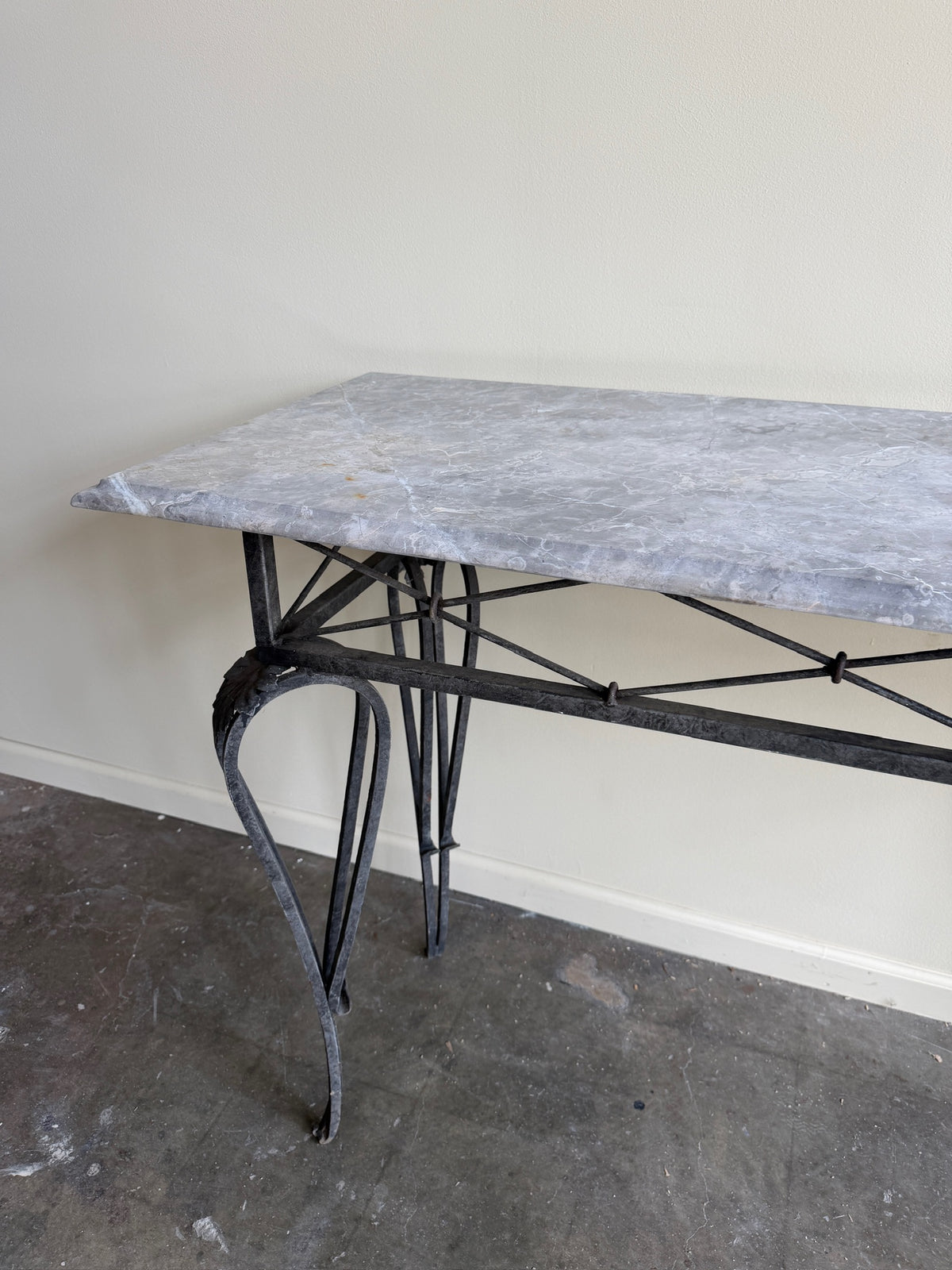 Marble top iron console table