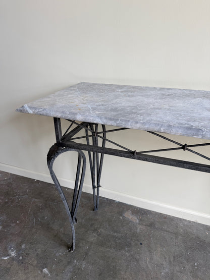 Marble top iron console table