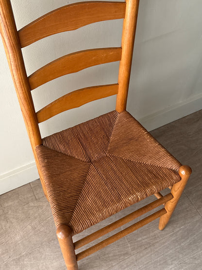 Pine rush seat ladder back chair