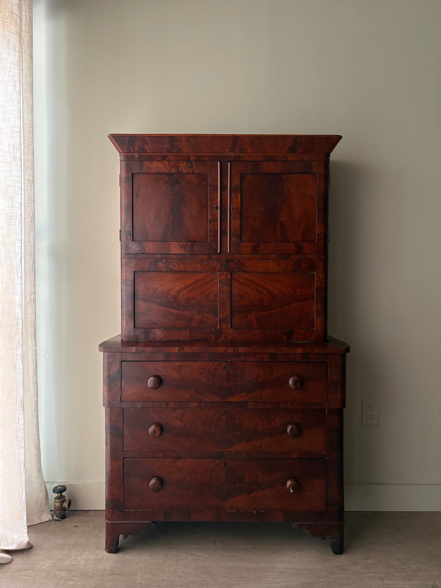 Empire mahogany secretary hutch