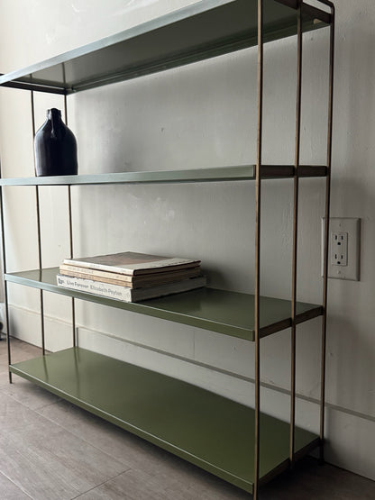 Green metal bookshelf