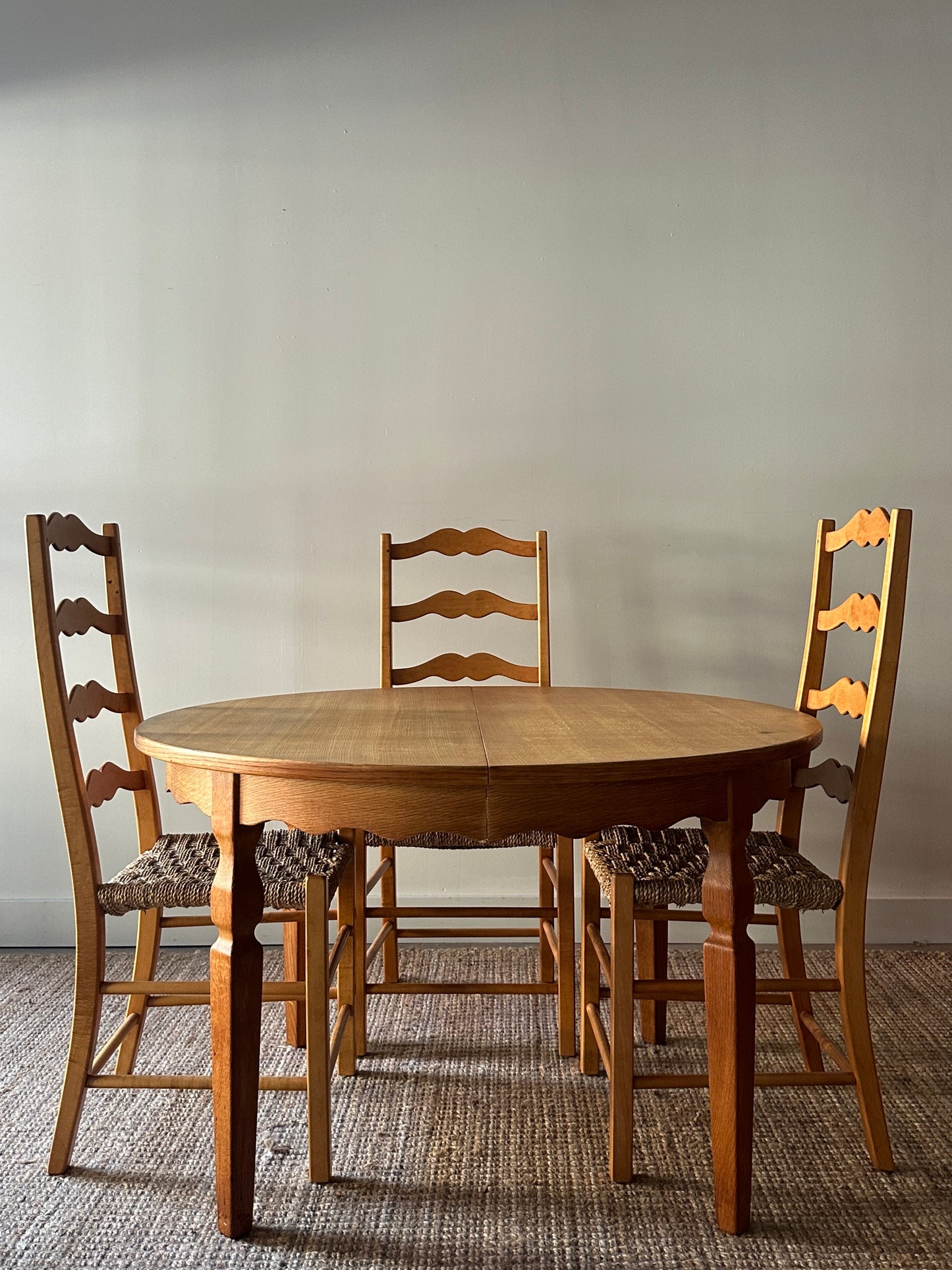 White oak dining table with leaf