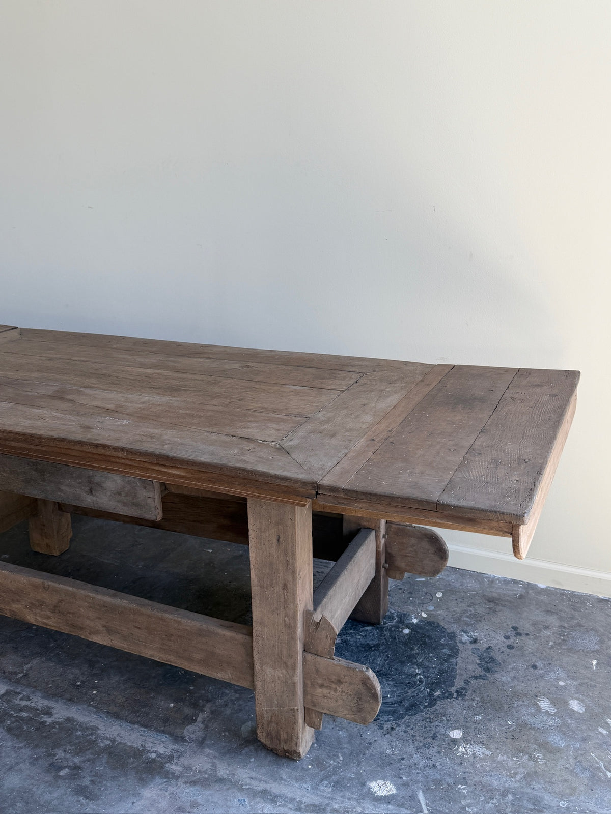 French oak dining table with extensions