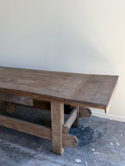 French oak dining table with extensions